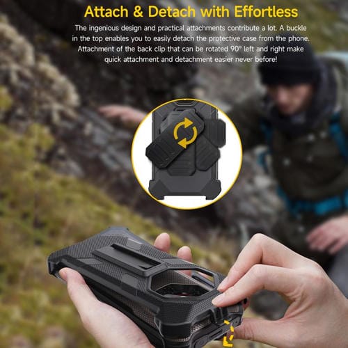Funda trasera con clip y mosquetón para Ulefone Armor X16/X16 Pro (negra)