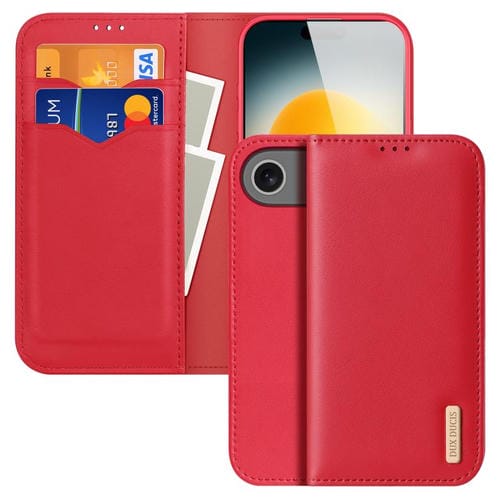 Funda con tapa DUX DUCIS Hivo Series de piel de vaca, PU y TPU para iPhone 17 Air (roja)