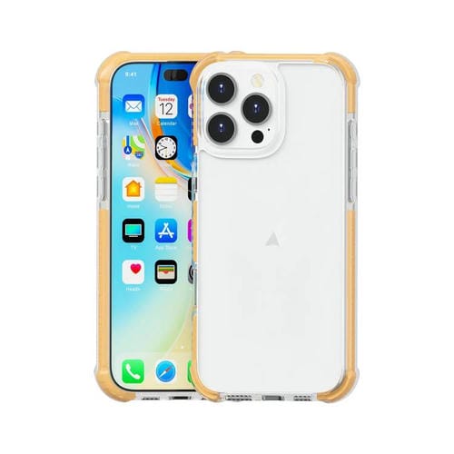 Funda híbrida de TPU y acrílico con cuatro esquinas a prueba de golpes para iPhone 16 Pro Max (dorada)