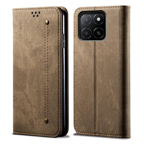 Funda de Cuero con Tapa y Textura Vaquera para Honor X8C 4G (Caqui)