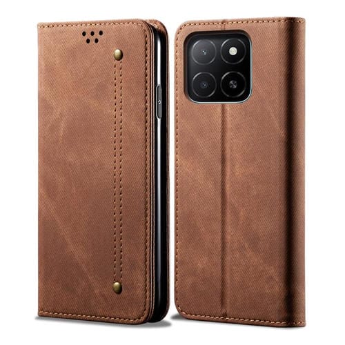 Funda de Cuero con Tapa y Textura Vaquera para Honor X8C 4G (Marrón)