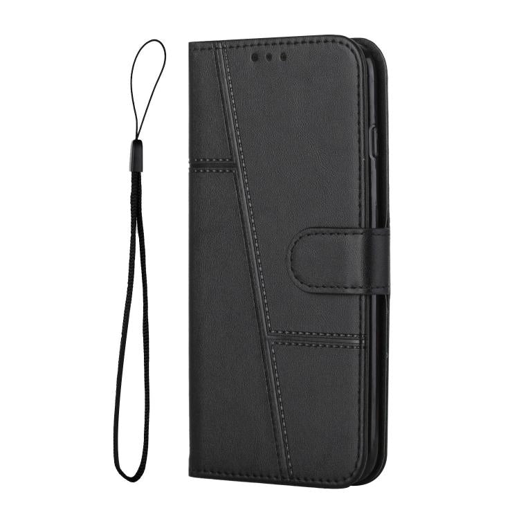 Funda de Piel con Hebilla y Textura de Becerro para Realme 14 Pro+ (Negra)