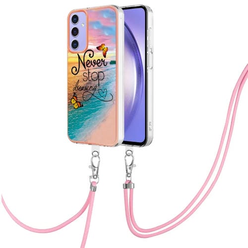 Estuche para Teléfono Samsung Galaxy A15 5G IMD TPU con Galvanoplastia y Cordón (Mariposa de Ensueño)