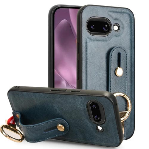 Funda de Cuero con Correa para Muñeca Google Pixel 9A (Azul)