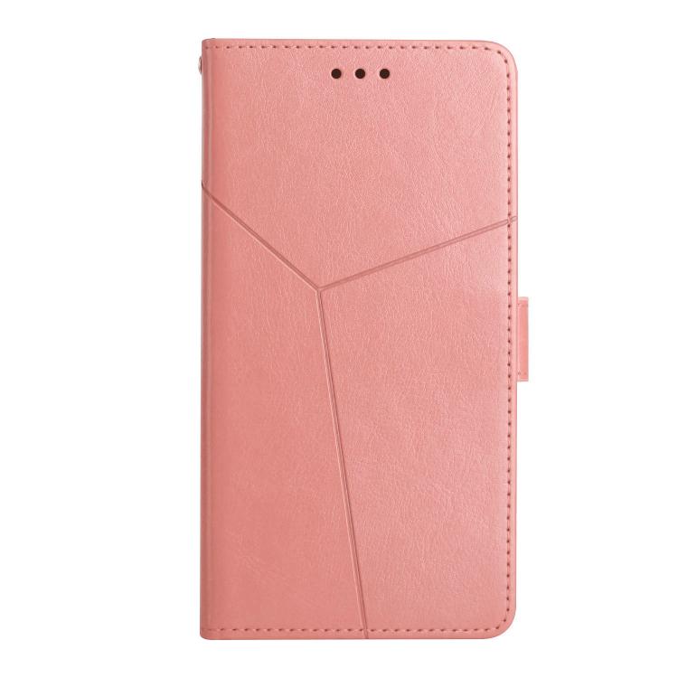 Funda de Cuero con Tapa y Patrón en Forma de Y para OnePlus 13R (Rosa)