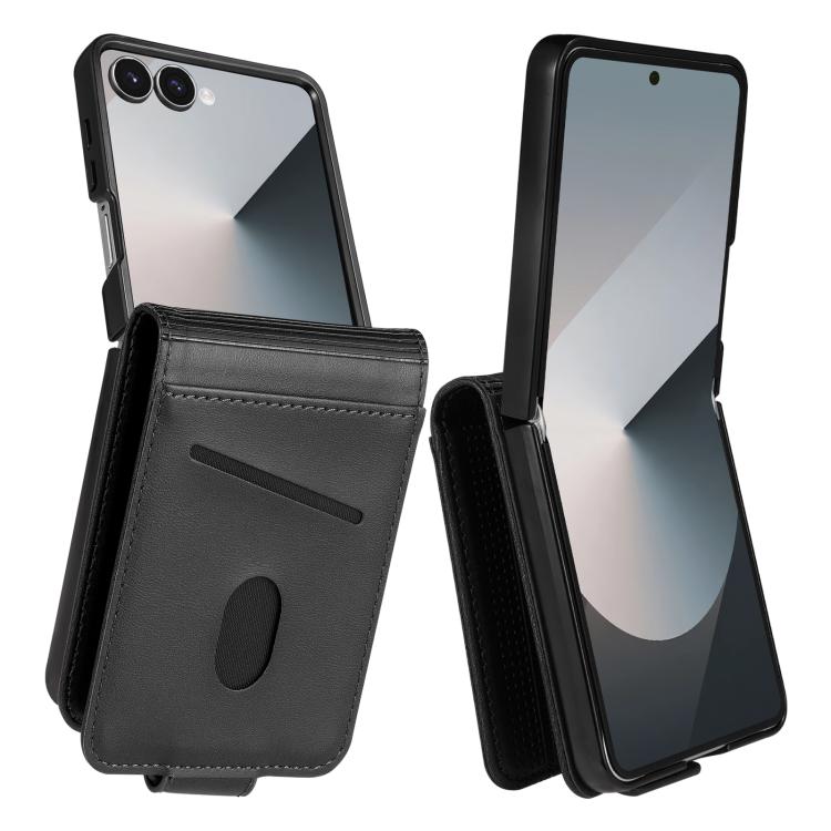Funda de piel con tapa magnética AZNS para Samsung Galaxy Z Flip7 5G (negra)