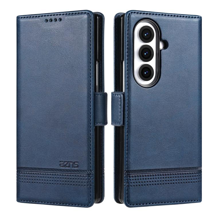 Funda de piel con tapa magnética AZNS para Samsung Galaxy Z Fold7 5G (azul oscuro)