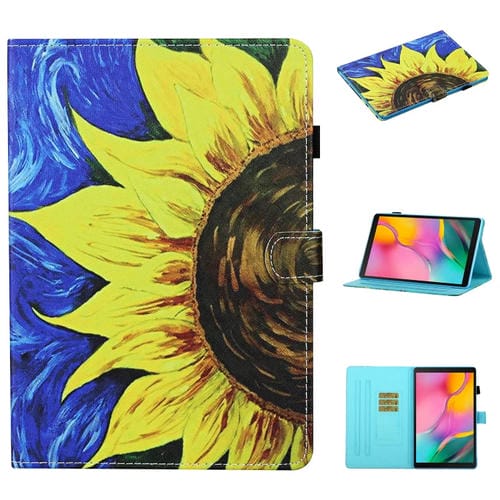 Estuche para Tablet Samsung Galaxy Tab S6 Lite P610 / P615 Cuero Abatible Horizontal con Soporte y Ranuras para Tarjetas (Girasol)