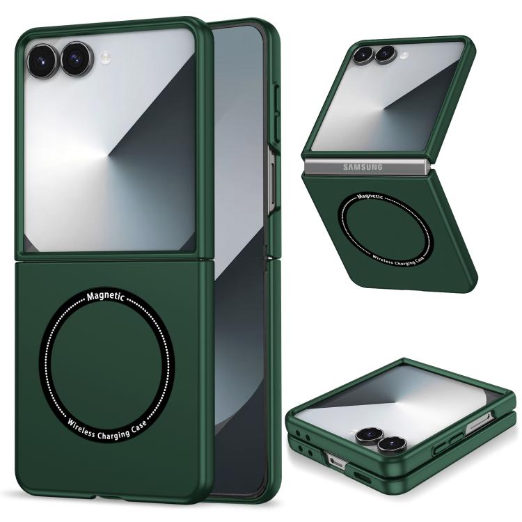 Funda protectora con anillo para Samsung Galaxy Z Flip7 5G (verde oscuro)