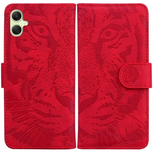 Funda para Teléfono Samsung Galaxy A05 Cuero con Tapa Patrón Relieve Tigre (Rojo)
