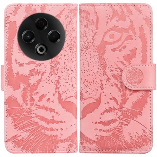 Funda de cuero con tapa y estampado de tigre para Tecno Spark 30 4G (rosa)