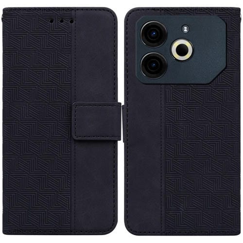 Funda de Cuero con Relieve Geométrico para Teléfono Tecno Pova 6 Neo (Negro)