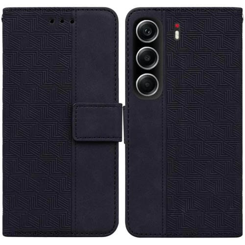 Funda de cuero con relieve geométrico para Tecno Camon 40 (negra)