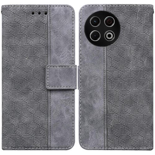 Funda de cuero con relieve geométrico para Tecno Spark 30 Pro (gris)