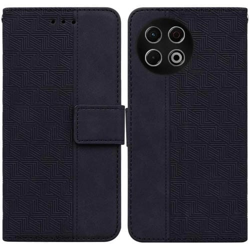 Funda de cuero con relieve geométrico para Tecno Spark 30 Pro (negra)