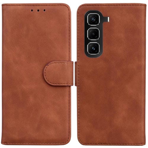 Funda de cuero con tapa para Infinix Hot 50 Pro 4G, color puro y tacto suave (marrón)
