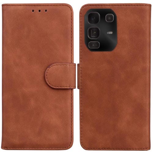 Funda de cuero con tapa para Infinix Note 50 Pro+, color puro y tacto suave (marrón)