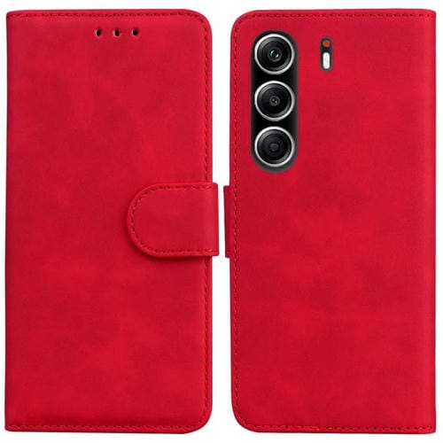 Funda de cuero con tapa para Tecno Camon 40 Pro 4G, color puro y tacto suave (rojo)