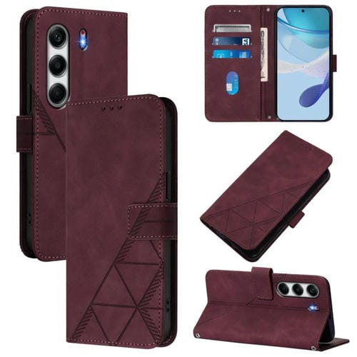 Funda de Cuero con Relieve 3D para Tecno Camon 40 4G (Rojo Vino)