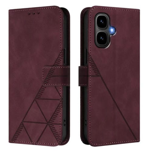 Funda de cuero con relieve 3D para Tecno Pop 10 (rojo vino)