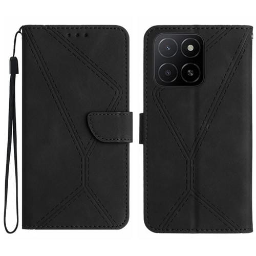 Funda de Cuero con Relieve y Costuras para Honor X5B 4G y X5B Plus 4G (Negra)