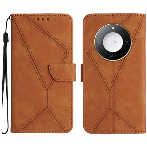 Funda de Cuero con Relieve y Costura Inteligente para Honor X9C (Marrón)