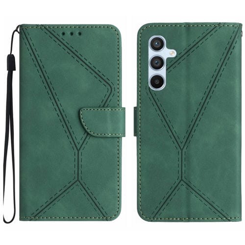 Funda para Teléfono Samsung Galaxy A35 5G Cuero con Costuras En Relieve (Verde)