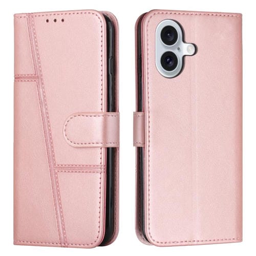 Funda de piel con hebilla y textura de becerro para iPhone 17 (oro rosa)