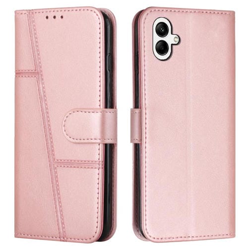 Funda de piel con textura de becerro y hebilla para Samsung Galaxy A07 4G (oro rosa)