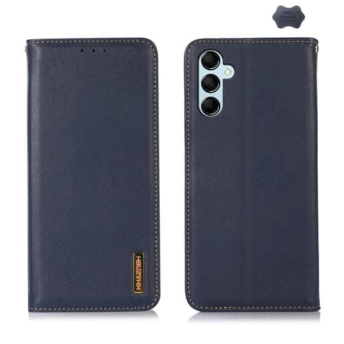 Funda para teléfono Samsung Galaxy A35 5G Khazneh Nappa cuero de vaca con capa superior (Azul)