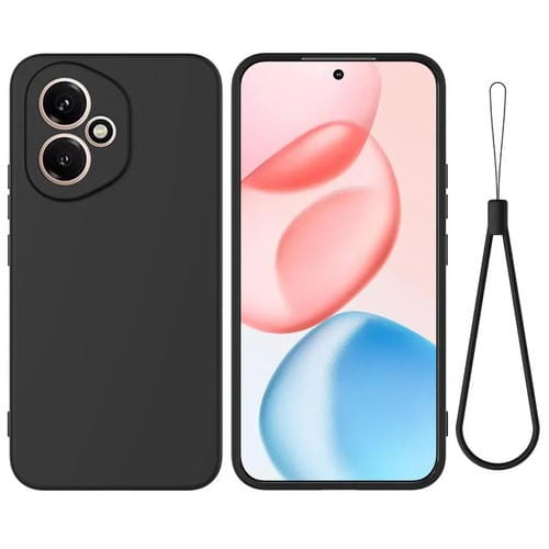 Funda de silicona líquida de color sólido para Honor 400 Global (156,5 mm), a prueba de caídas y cobertura total (negra)
