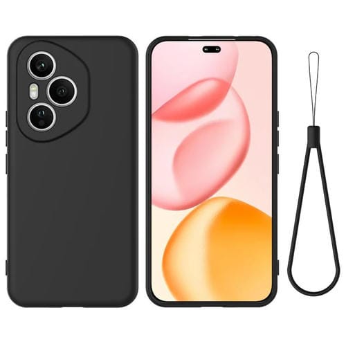 Funda de silicona líquida para Honor 400 Pro Global de 160,8 mm, color sólido, anticaídas y cobertura total (negra)
