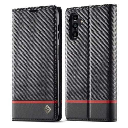 Funda para Samsung Galaxy A55 5G Lc.Imeeke Cuero con Fibra de Carbono (Negro Horizontal)