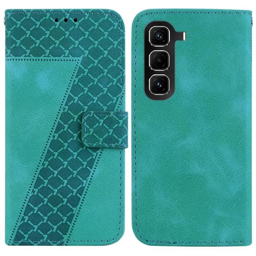 Funda de cuero con relieve de siete formas para Infinix Hot 50 Pro 4G (verde)