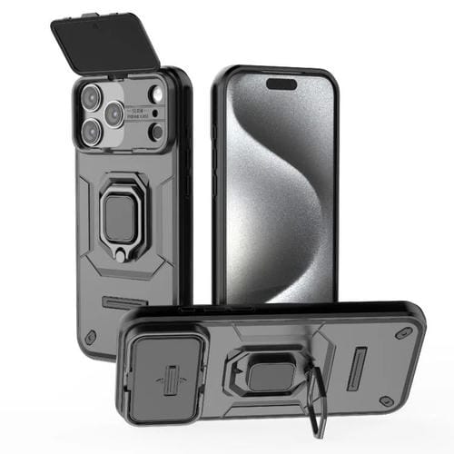 Funda deslizante Camshield de TPU + PC a prueba de golpes con soporte para iPhone 17 Pro Max (negra)