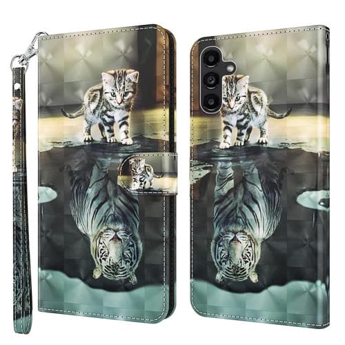 Funda de Teléfono Samsung Galaxy A05S Cuero con Tapa Patrón Pintura 3D (Gato Tigre)