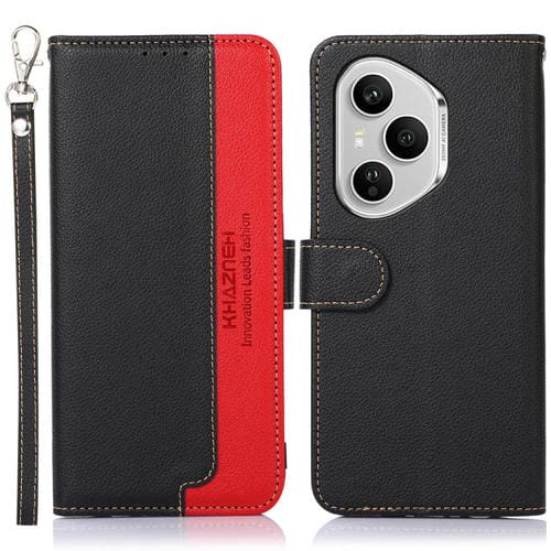 Funda de cuero con textura de lichi KHAZNEH RFID para Honor 400 Pro Global (160,8 mm) (negro)