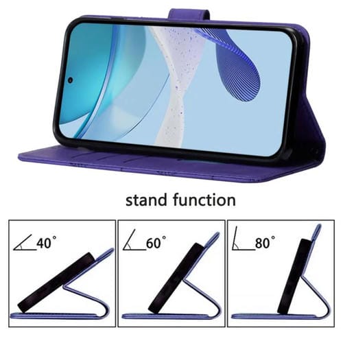 Funda de cuero con relieve 3D para Honor X6c 4G (morada)