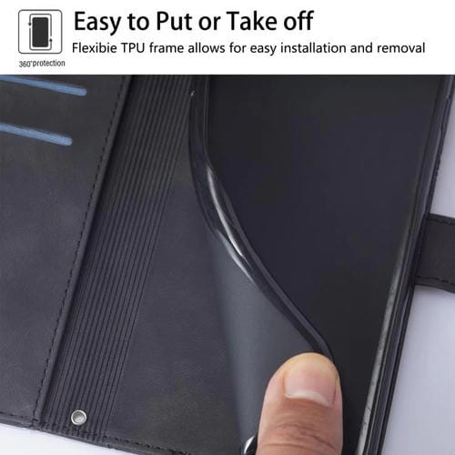 Funda de cuero con relieve 3D para Honor X6c 4G (negra)