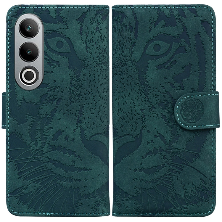 Funda de Cuero con Tapa para OnePlus Nord Ce4 5G Tiger Embossed Pattern (Verde)