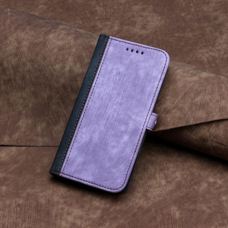 Funda de Cuero para Huawei P50 con Correa de Mano y Hebilla Lateral Doble (Morado)