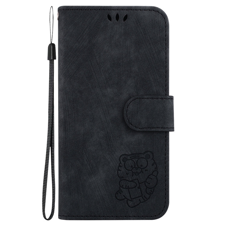 Para Samsung Galaxy A13 4G Funda de cuero con relieve Little Tiger (negro)