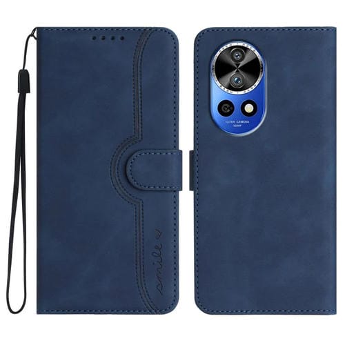 Funda de Cuero con Diseño de Corazón para Huawei Nova 12 Pro y Nova 12 Ultra (Azul Real)