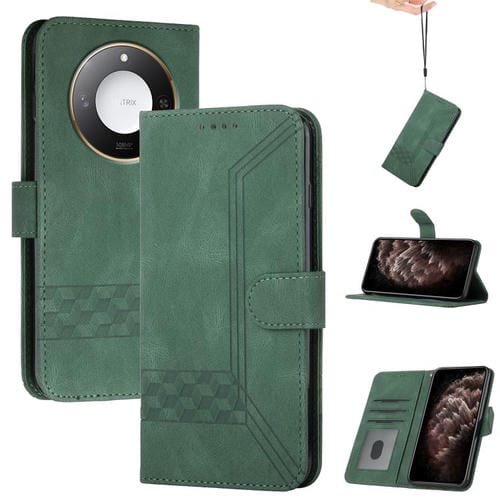 Funda de Cuero con Tapa y Tacto Cúbico para Honor X60/X9C (Verde)