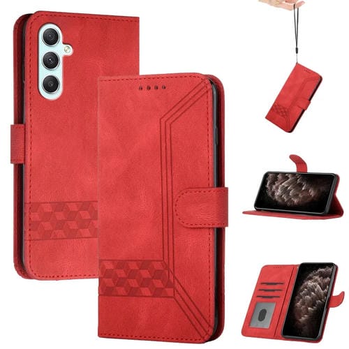 Funda de Cuero con Tapa para Samsung Galaxy A35 Cubic Skin Feel (Rojo)