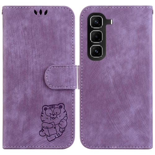 Funda de cuero con relieve de tigre para Infinix Hot 50 Pro 4G (morado)