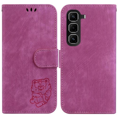 Funda de cuero con relieve de tigre para Infinix Hot 50 Pro+ 4G (rosa)