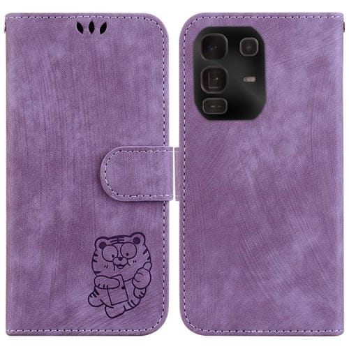Funda de cuero con relieve de tigre para Infinix Note 50 Pro+ (morado)
