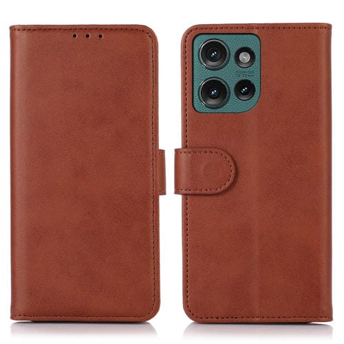 Funda de Cuero con Textura de Vaca para Motorola Edge 50 Neo (Marrón)