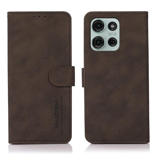 Funda de Cuero Khazneh para Motorola Moto G75 5G con Textura Mate (Marrón)
